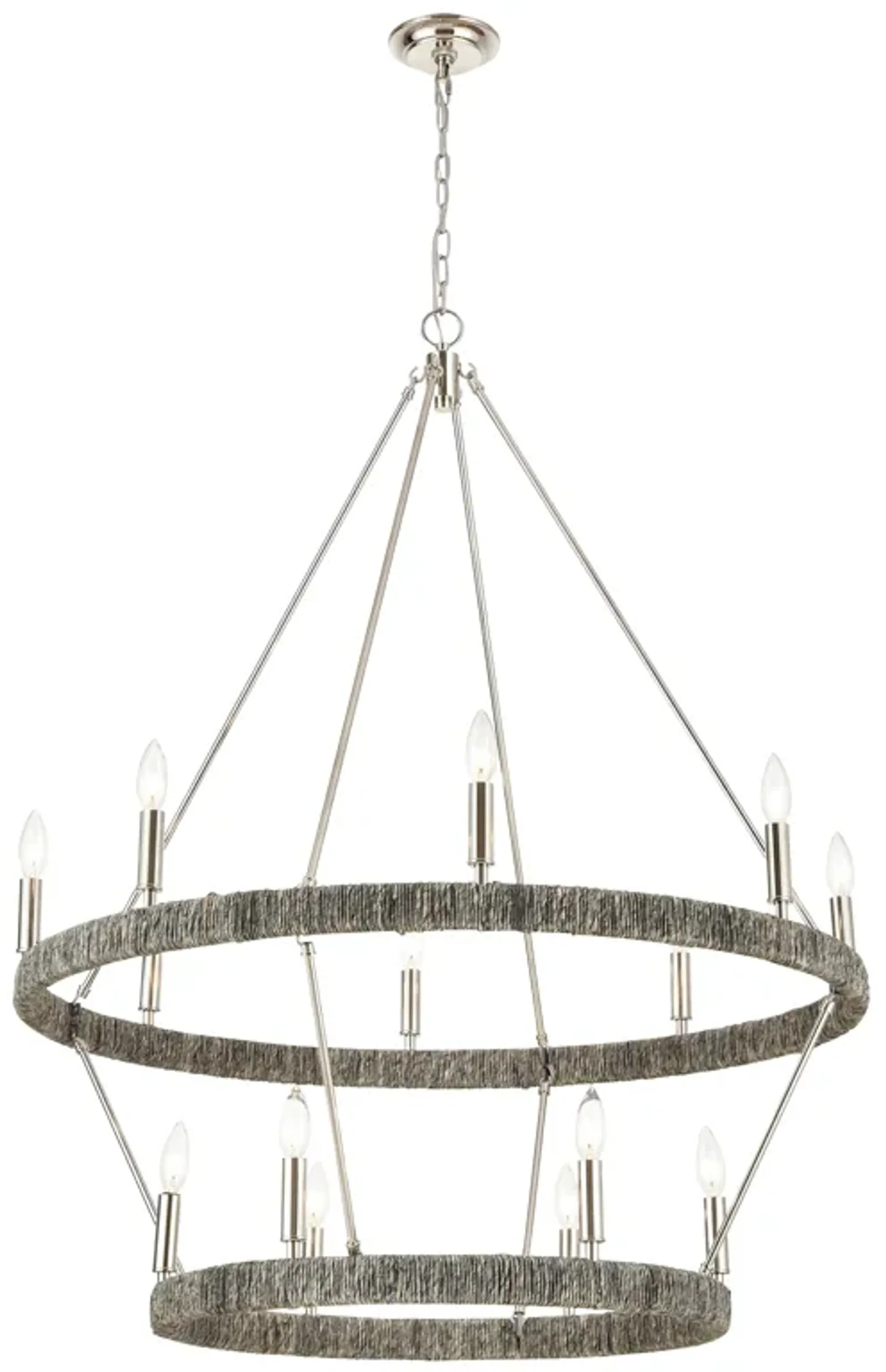 Abaca 36" Wide 14-Light Chandelier - Polished Nickel