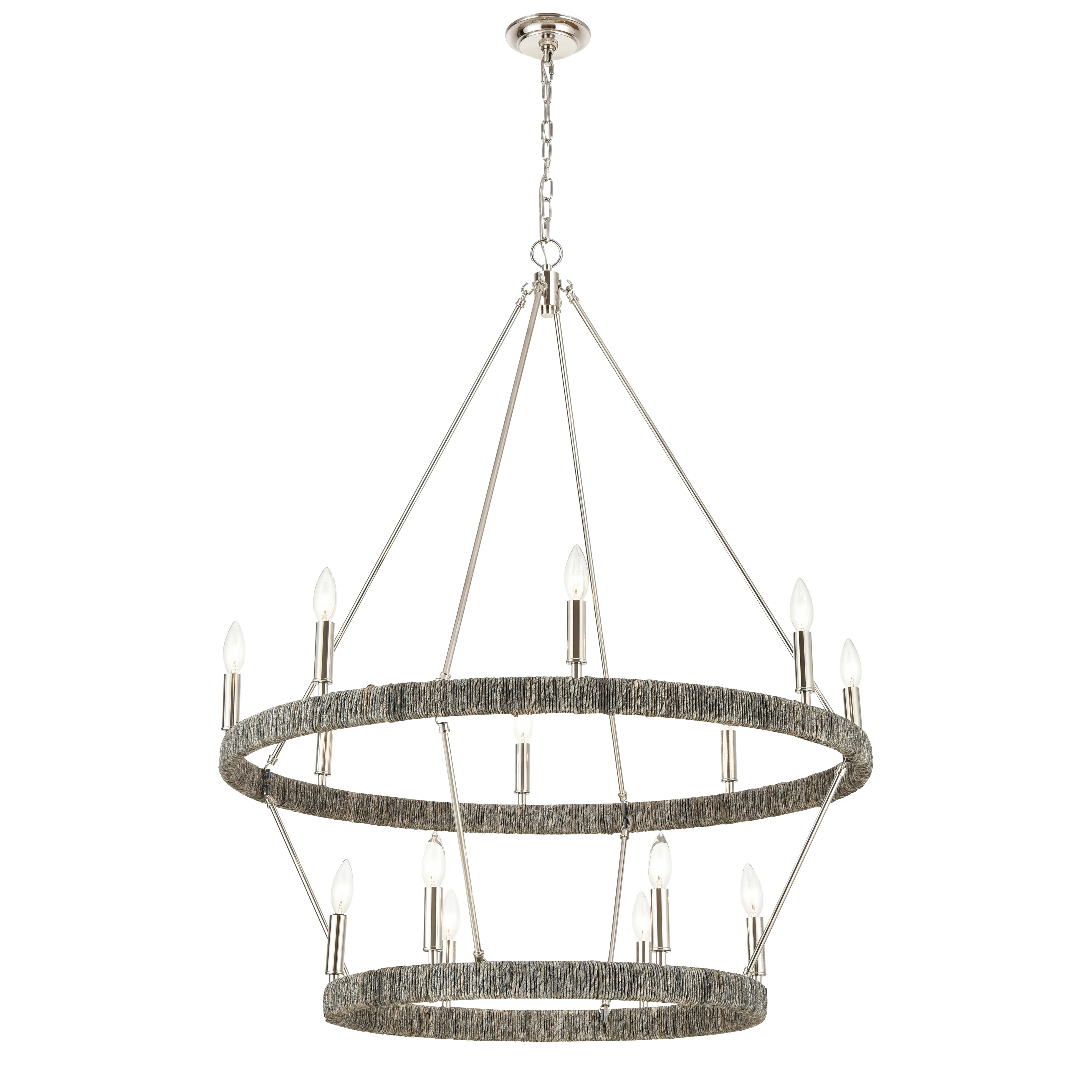 Abaca 36" Wide 14-Light Chandelier - Polished Nickel