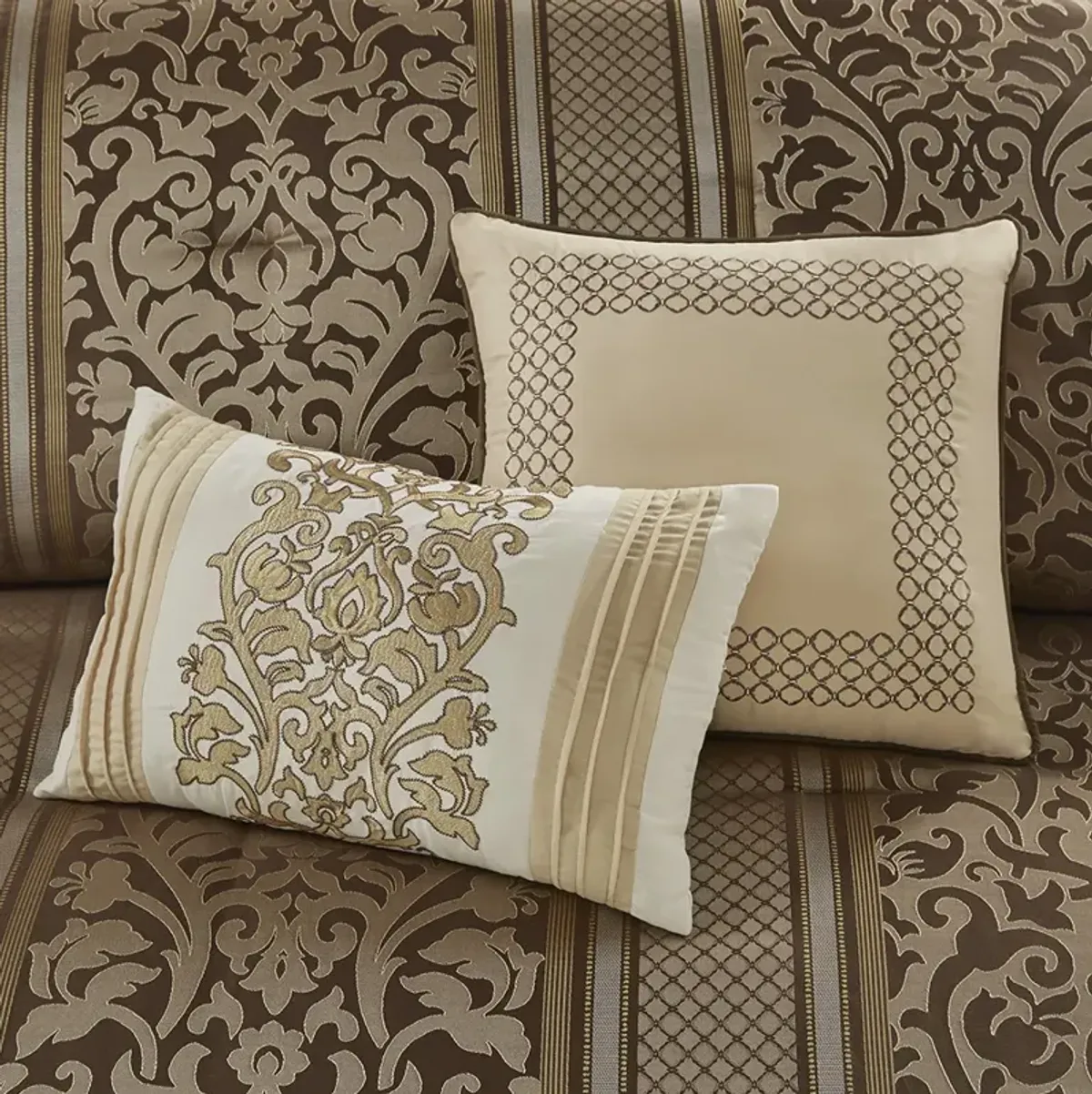 6 Piece Jacquard Comforter Set with Throw Pillows