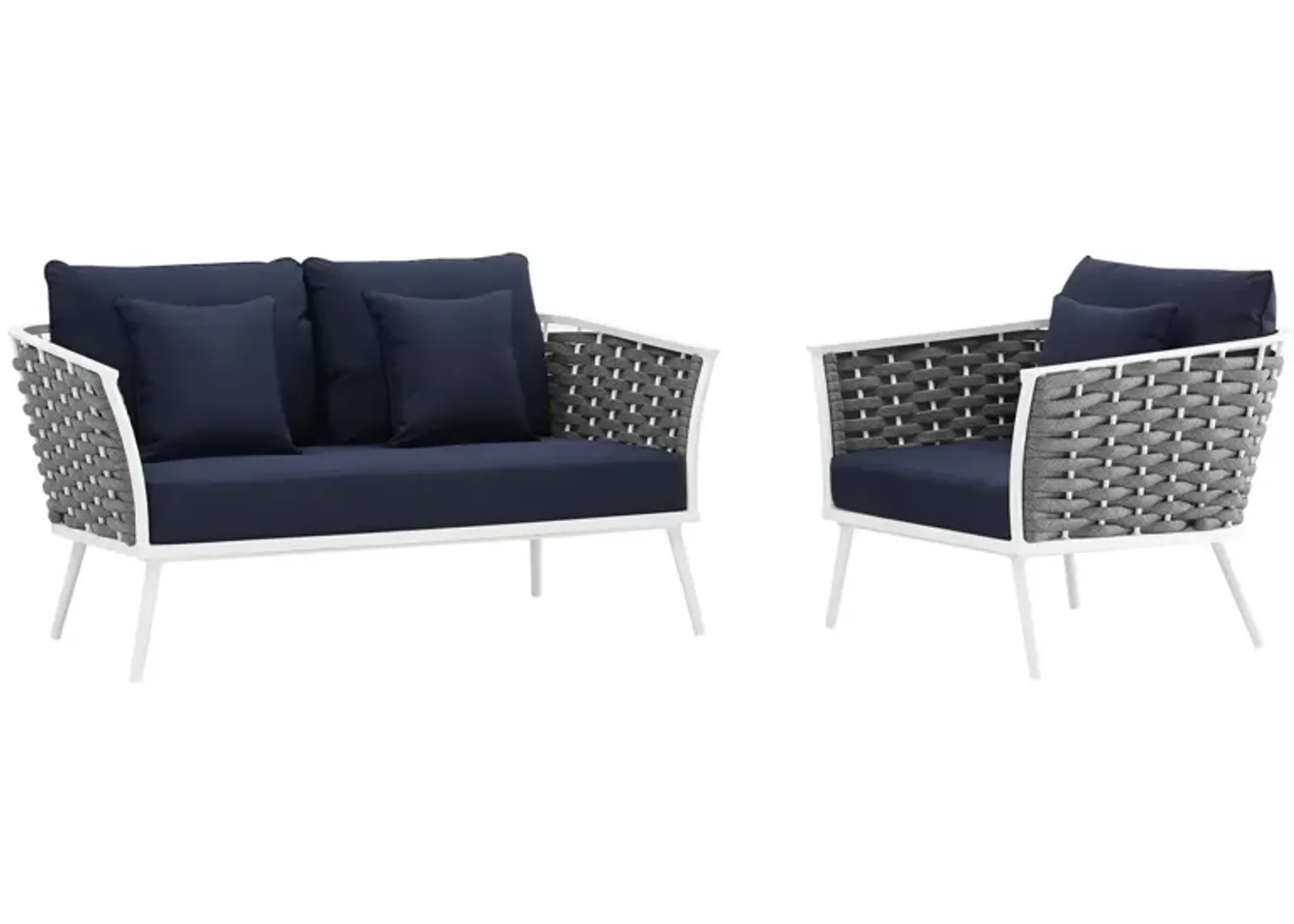 Stance 2 Piece Outdoor Patio Aluminum Sectional Sofa Set