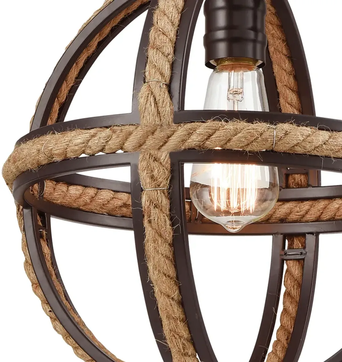 Natural Rope 12" Wide 1-Light Mini Pendant - Oil Rubbed Bronze