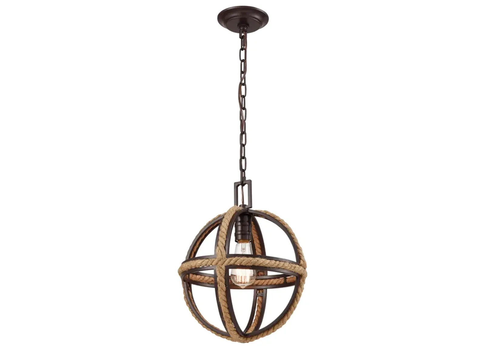 Natural Rope 12" Wide 1-Light Mini Pendant - Oil Rubbed Bronze