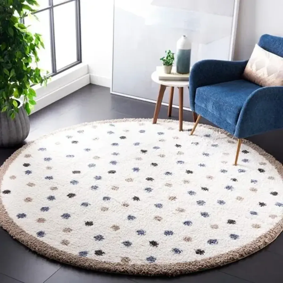 CALICO SHAG 102 Beige  3' X 3' Round Round Rug