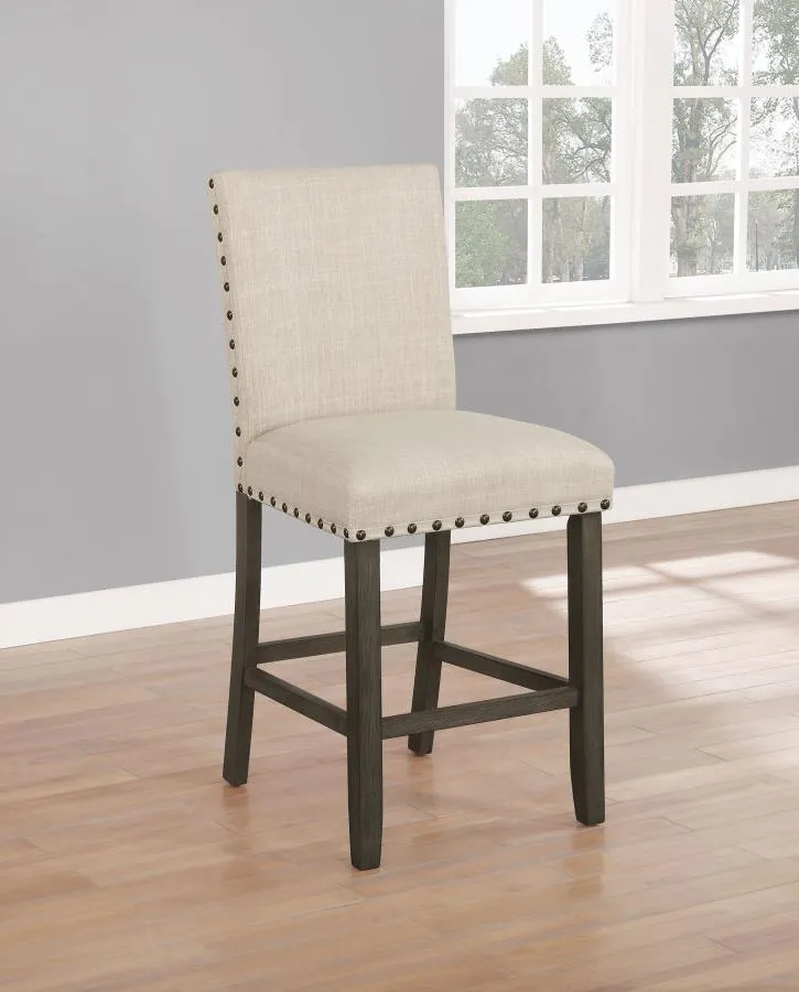 Aarav Upholstered Counter Height Stools with Nailhead Trim Beige (Set of 2)