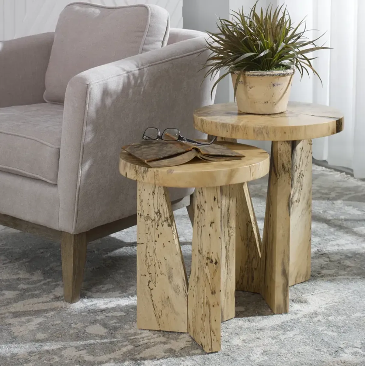 Nadette Natural Nesting Tables, S/2