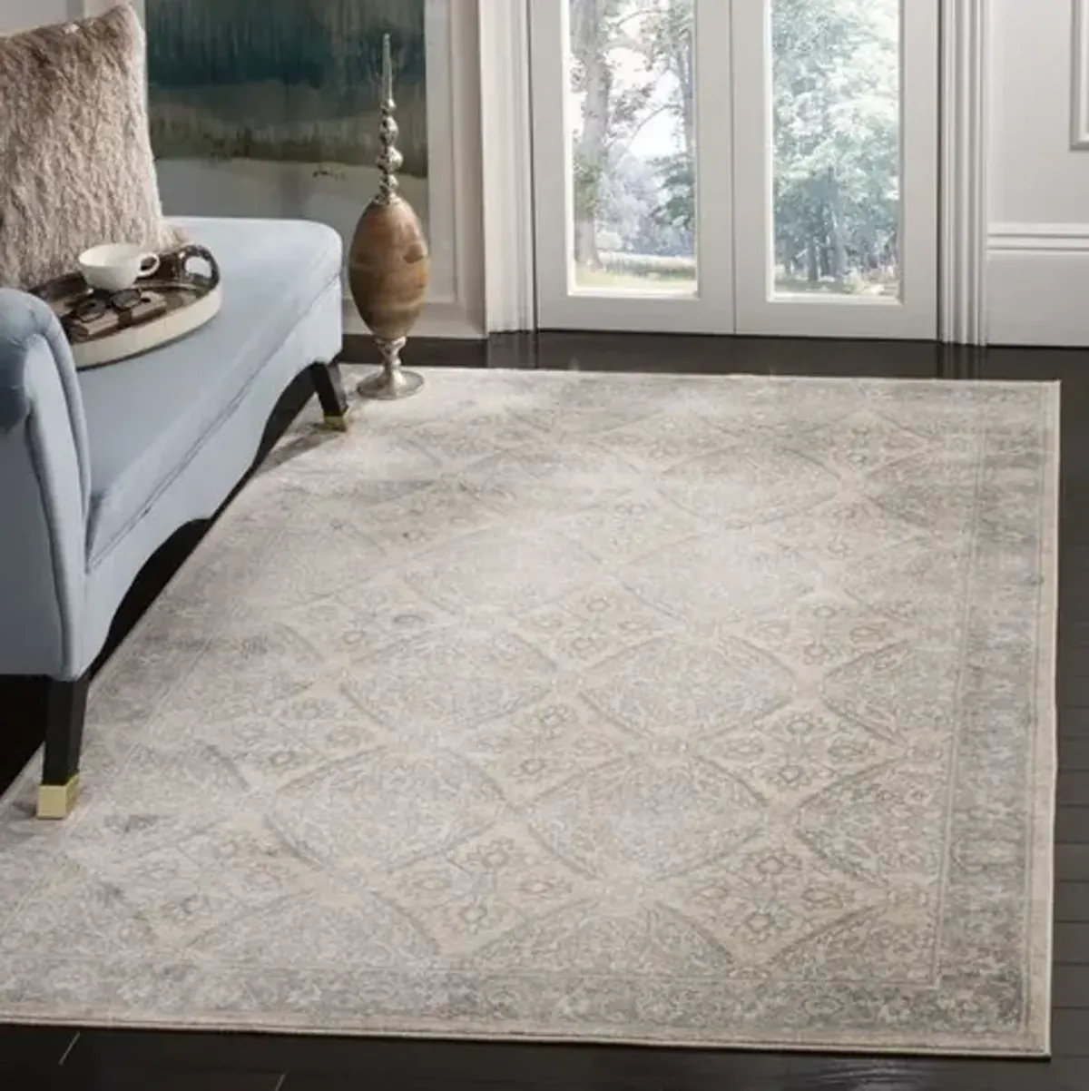 Brentwood 863 Cream / Grey 5' X 5' Square Square Powerloomed Rug