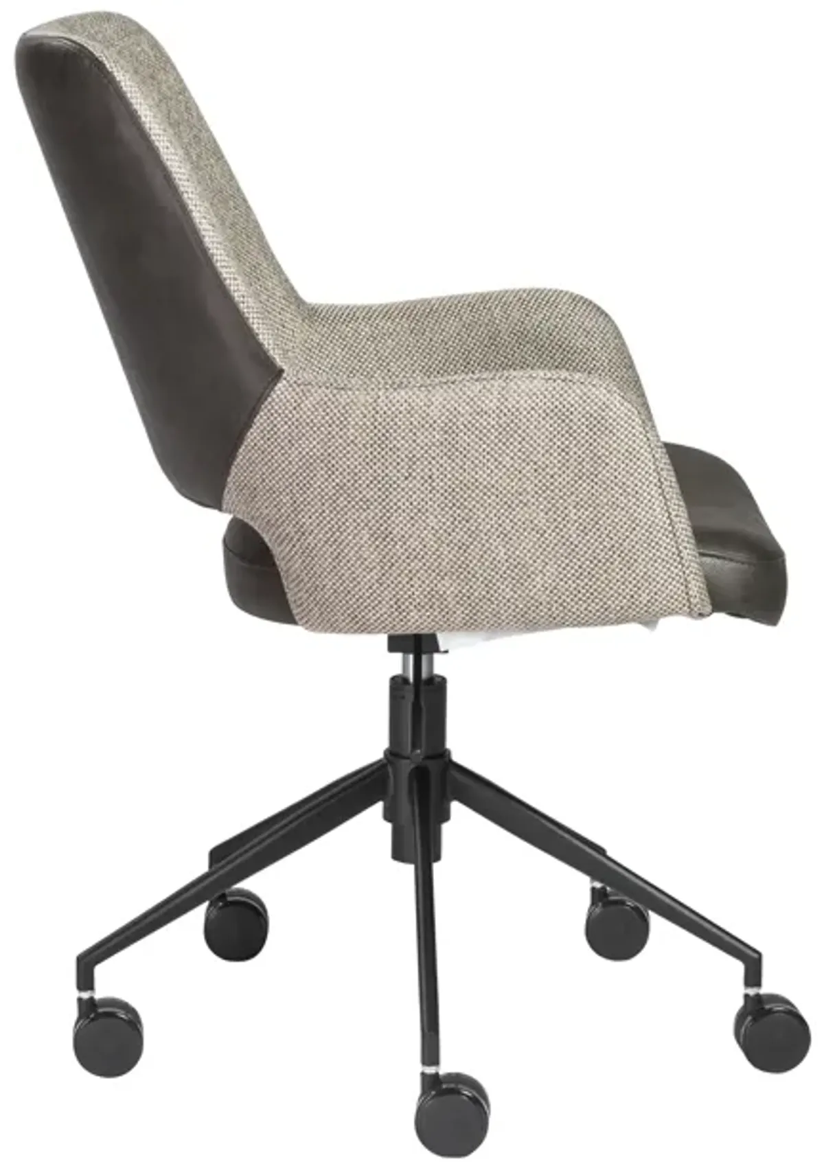 Desi Office Chair in Light Gray Fabric and Dark Gray Leatherette with Black Base