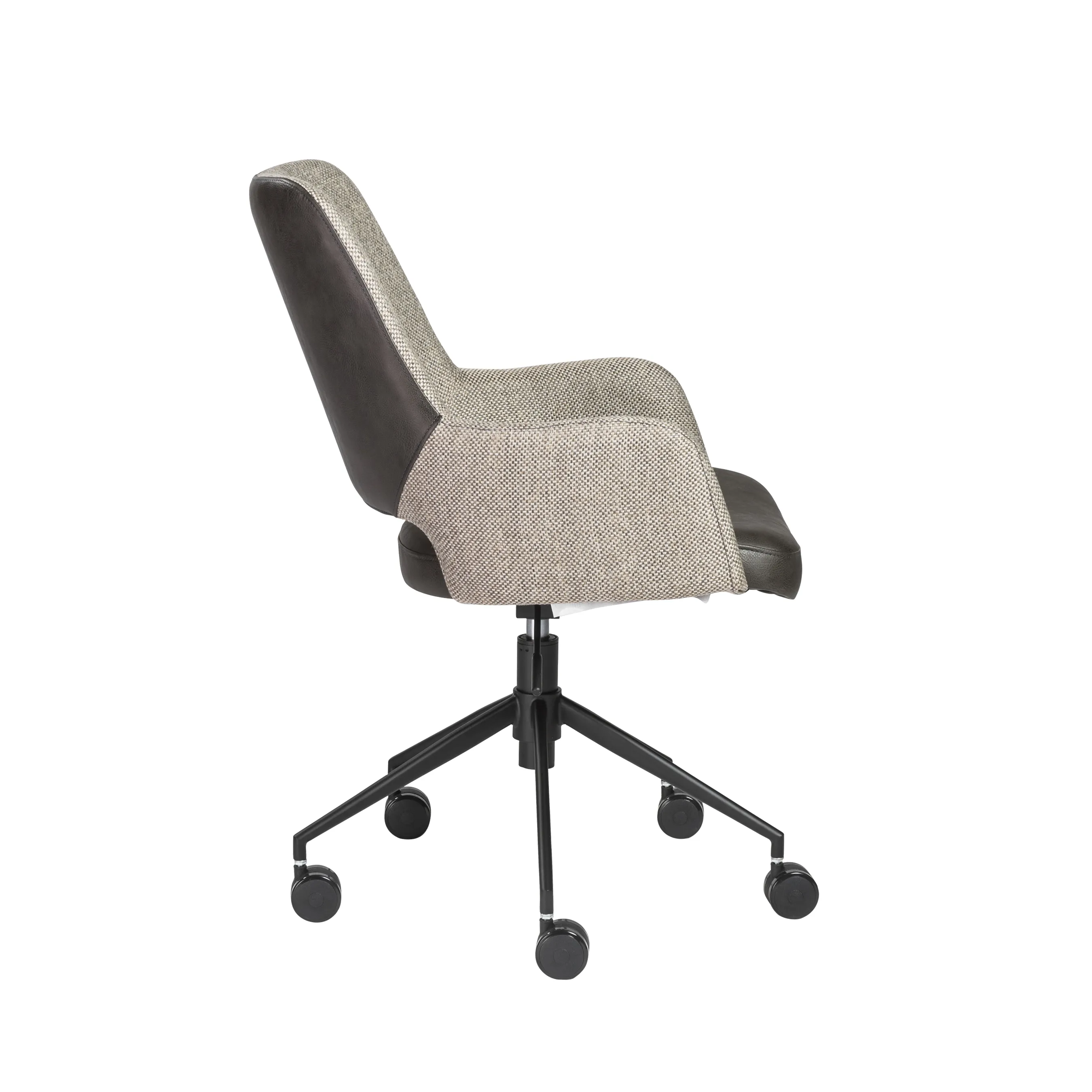 Desi Office Chair in Light Gray Fabric and Dark Gray Leatherette with Black Base