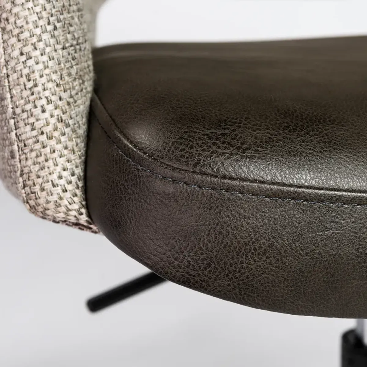 Desi Office Chair in Light Gray Fabric and Dark Gray Leatherette with Black Base