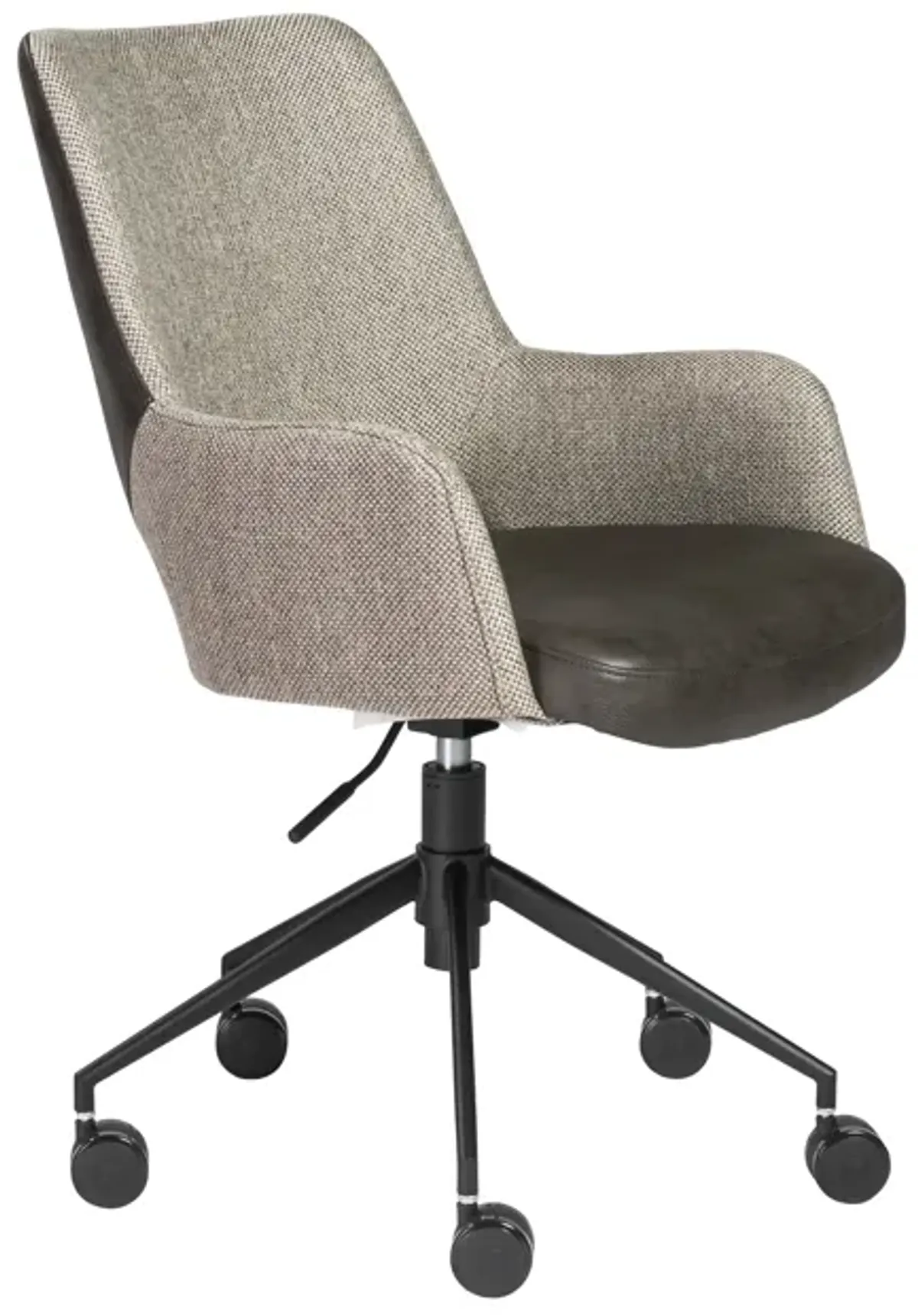 Desi Office Chair in Light Gray Fabric and Dark Gray Leatherette with Black Base