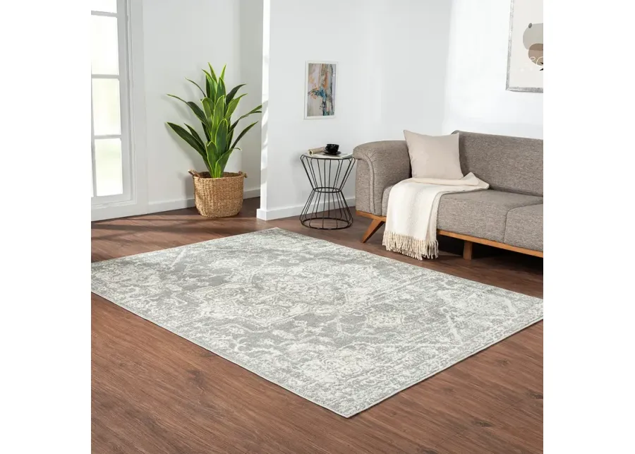 Madison Park Asher Cream/Grey Distressed Medallion Woven Area Rug