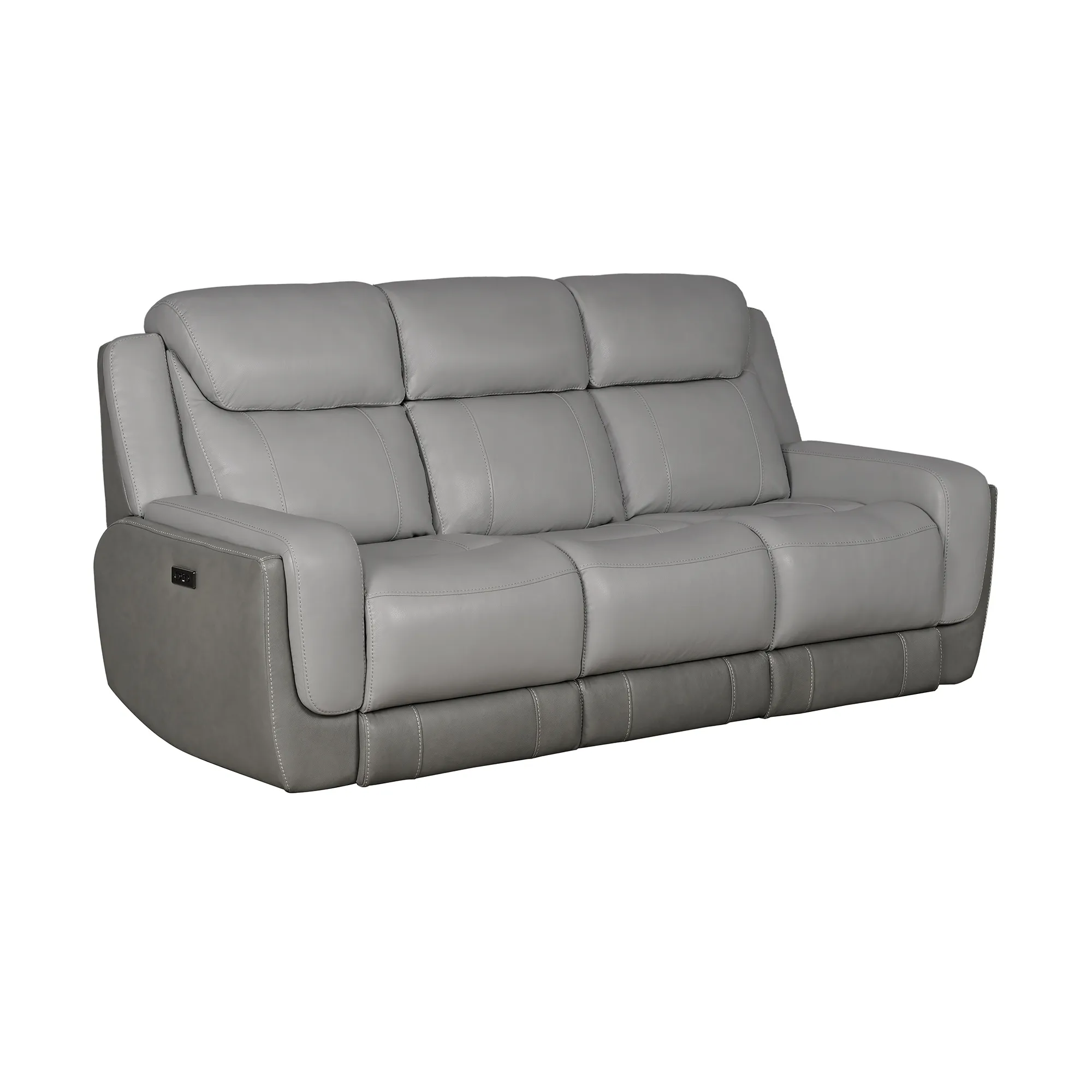 Rosalyn 87" Zero Gravity Power Reclining Sofa with Dropdown Console in Silver and Gray Leather