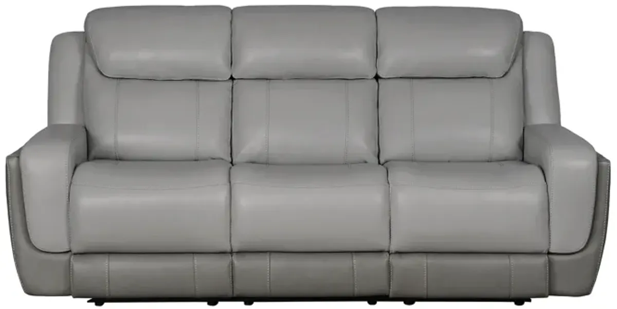 Rosalyn 87" Zero Gravity Power Reclining Sofa with Dropdown Console in Silver and Gray Leather