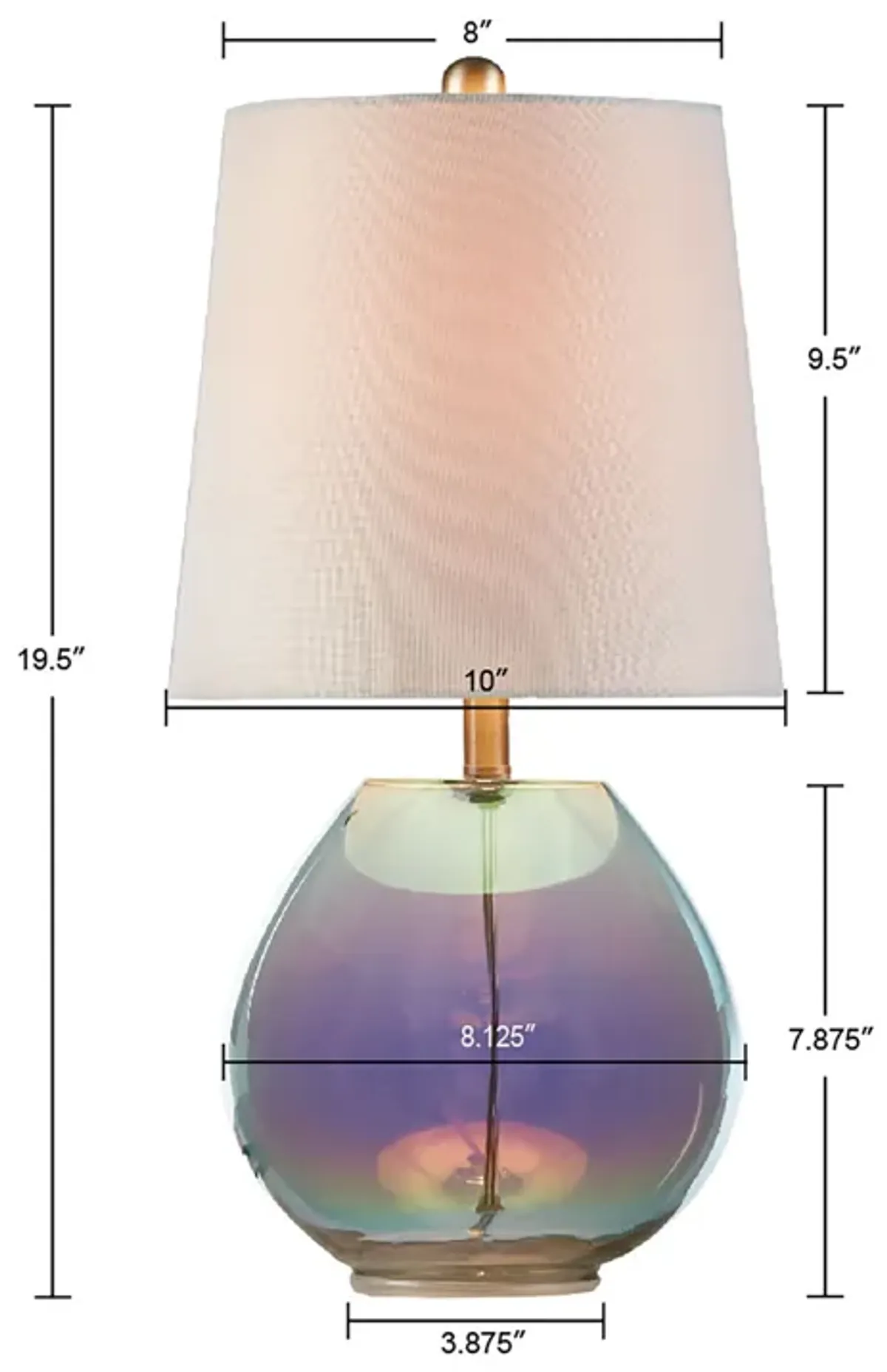 510 Design Ranier Iridescent Iridescent Glass Table Lamp