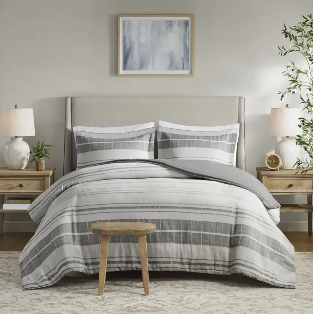 3 Piece Stripe Duvet Cover Set