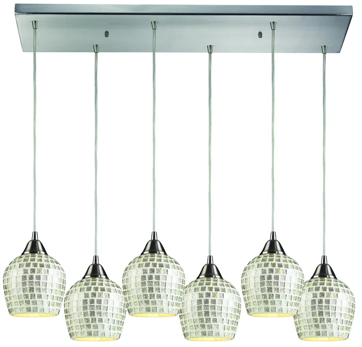 Fusion 30" Wide 6-Light Multi Pendant - Satin Nickel