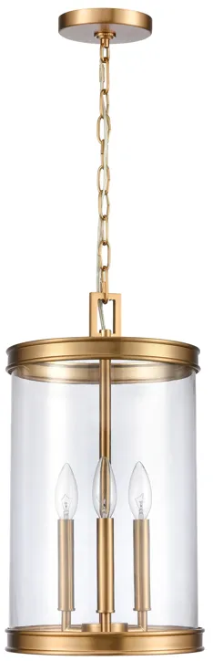 Mendoza 10.25" Wide 3-Light Pendant - Brushed Gold