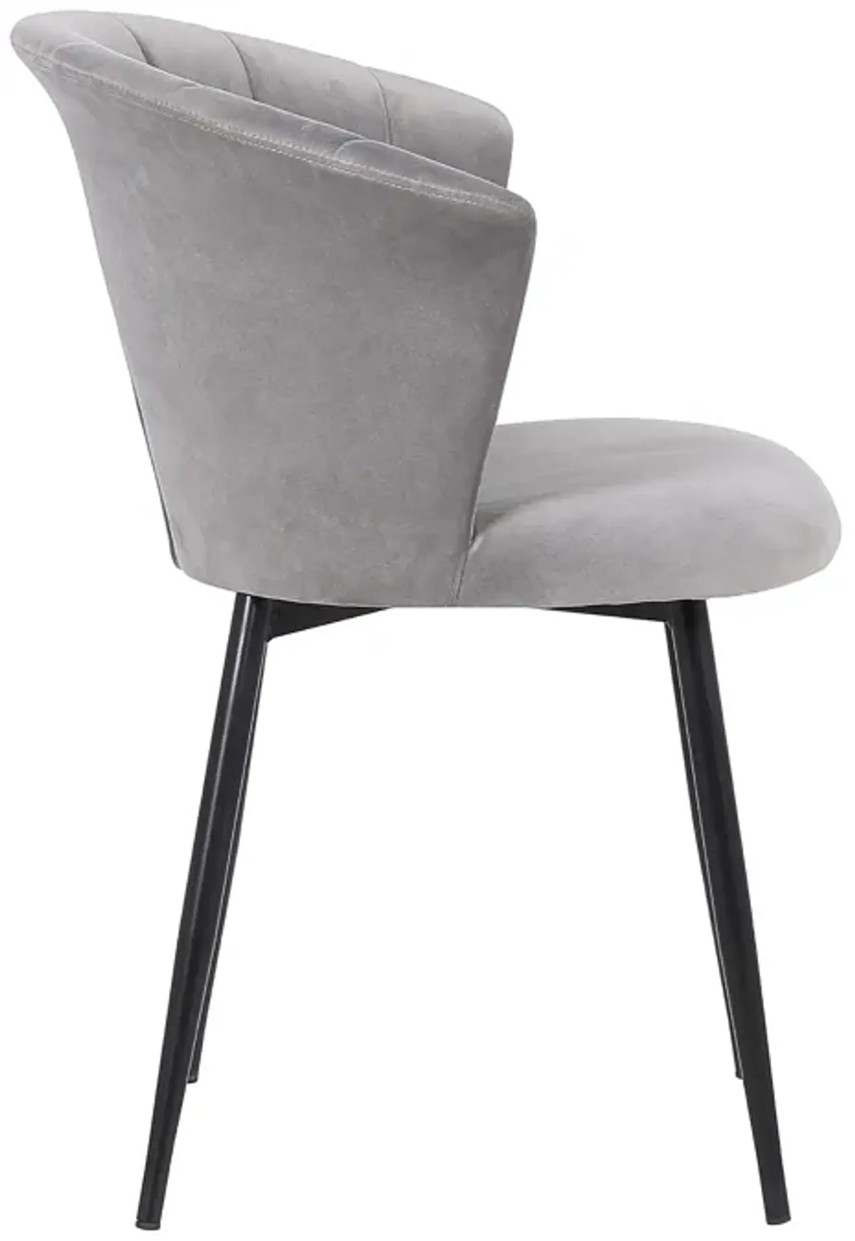 Lulu Contemporary Dining Chair in Black Powder Coated Finish and Gray Velvet