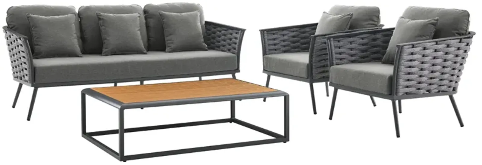 Stance 4 Piece Outdoor Patio Aluminum Sectional Sofa Set