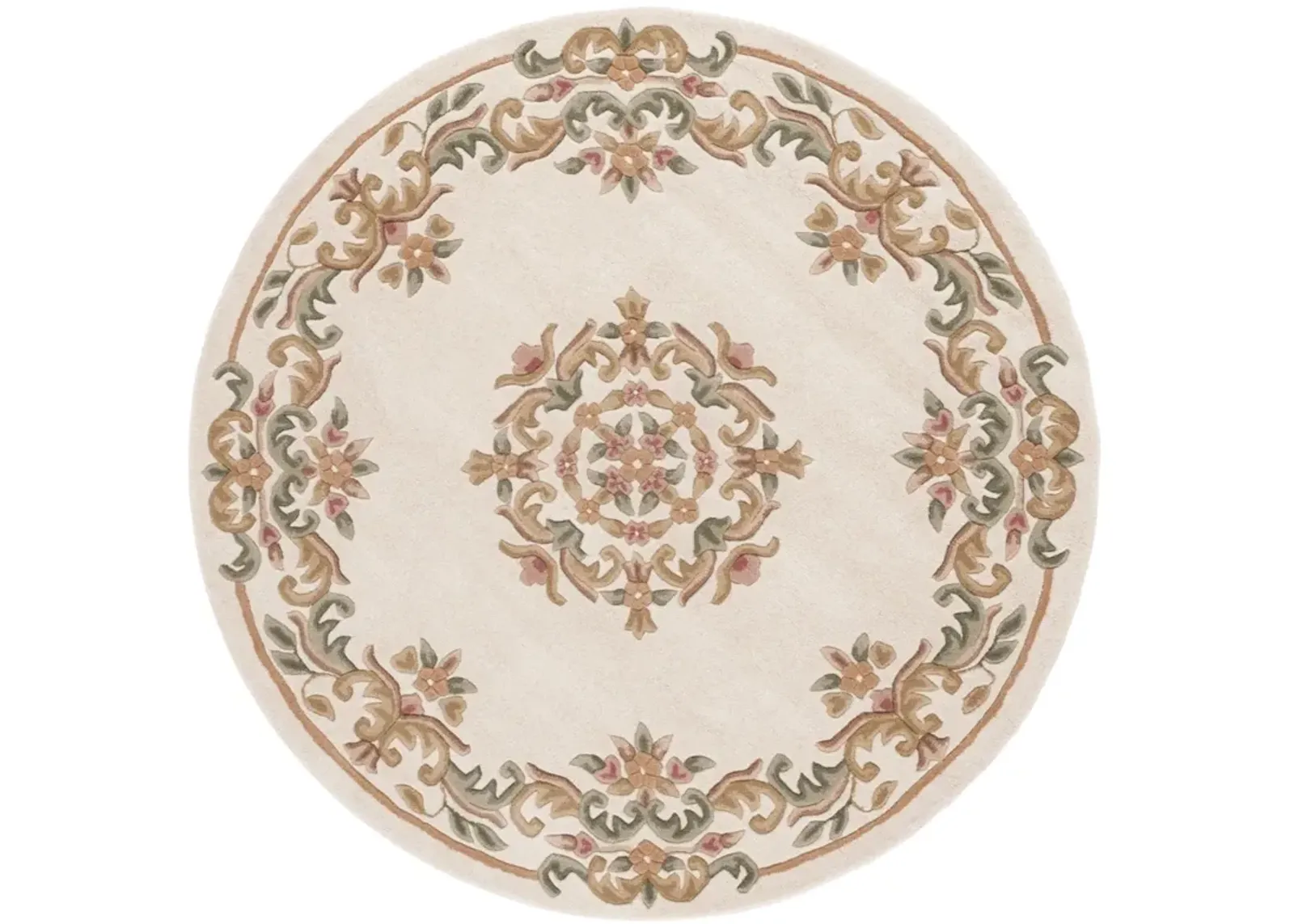 AUBUSSON 301 IVORY  6' x 6' Round Round Rug