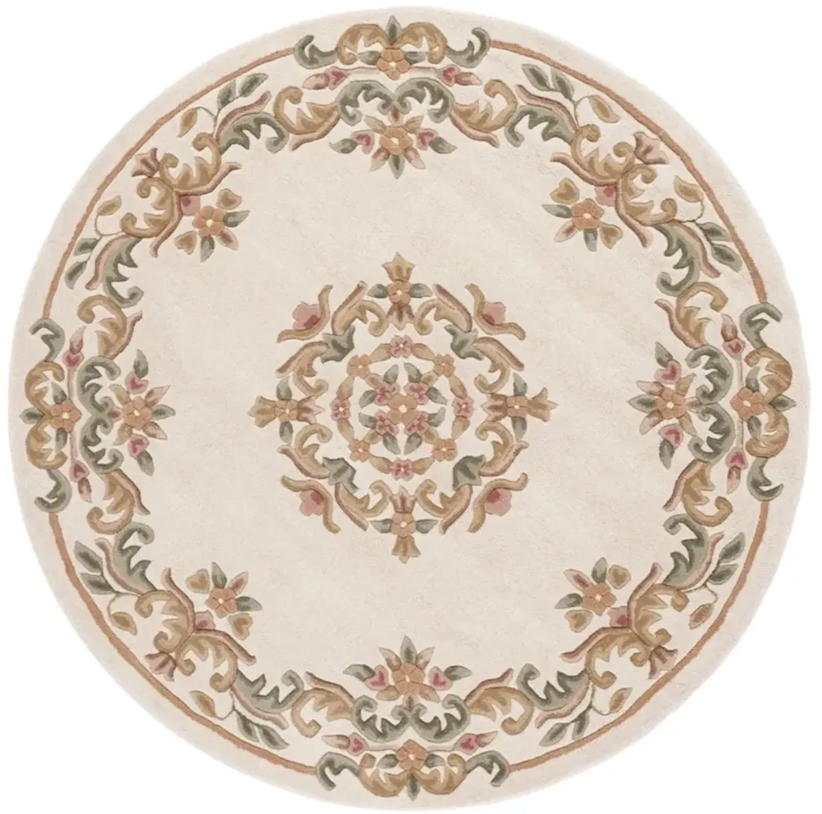 AUBUSSON 301 IVORY  6' x 6' Round Round Rug