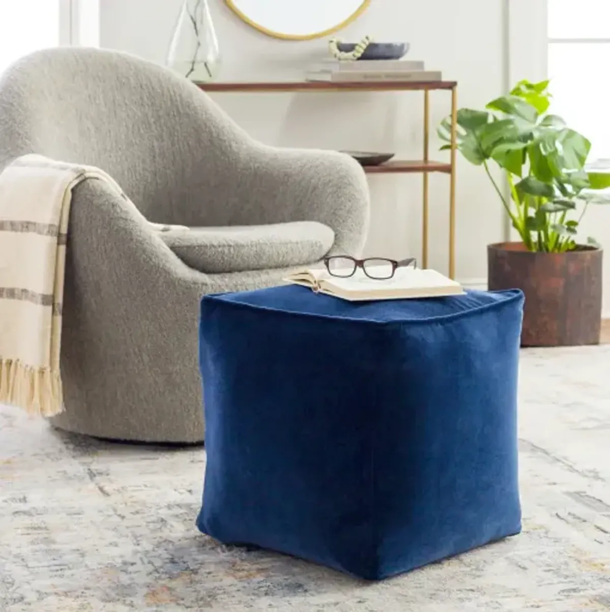 Cotton Velvet CVPF-019 16"H x 16"W x 16"D Pouf