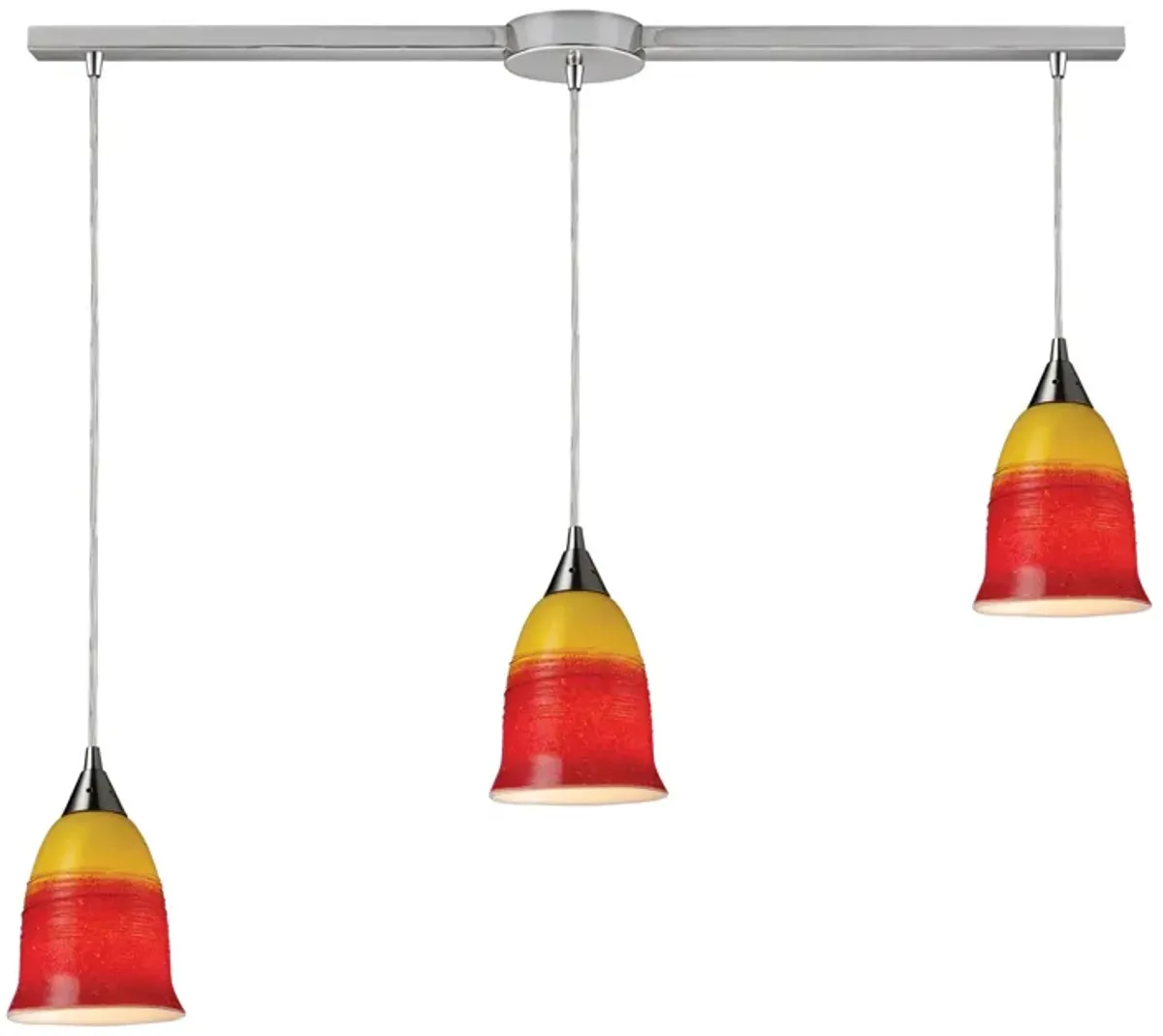 Horizon 3-Light Linear Pendant Fire in Satin Nickel