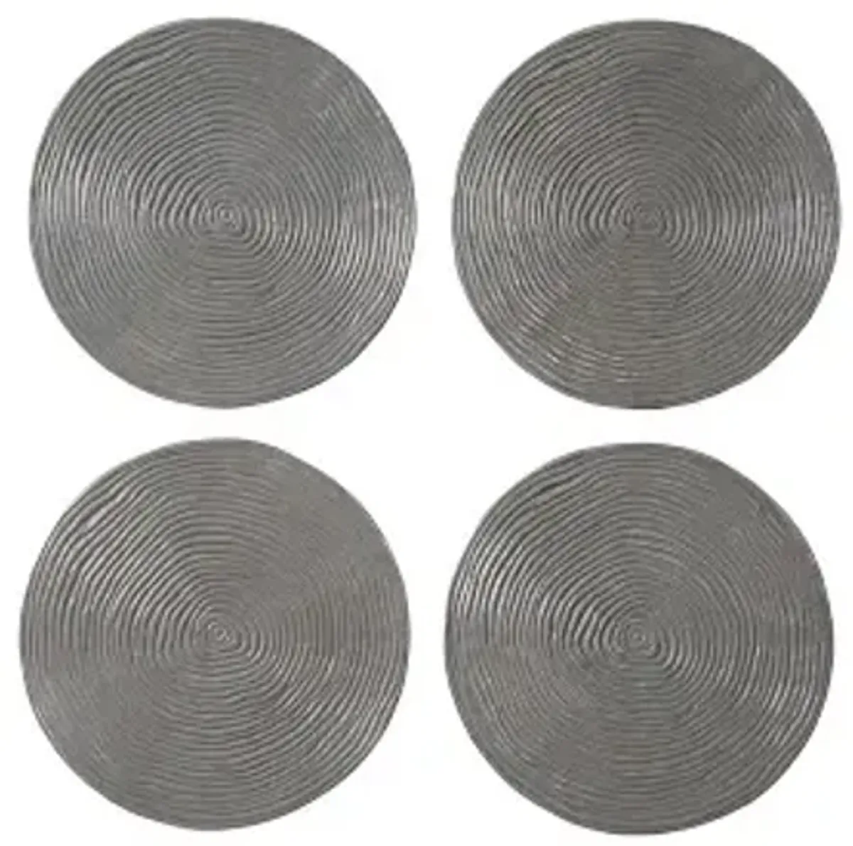 ripple wall disc, set of 4, resin, lg, polished aluminum