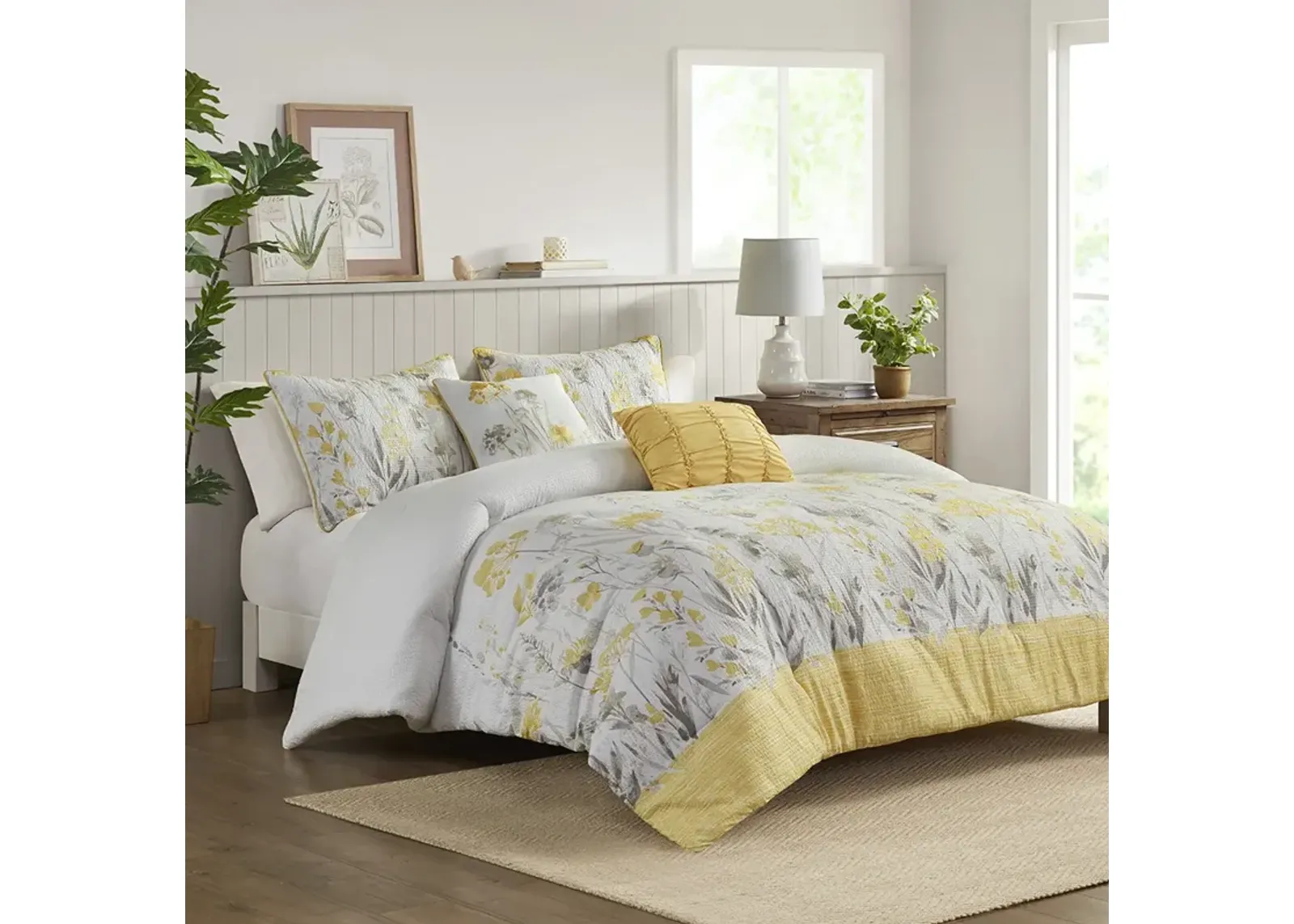 Prairie 5 Piece Seersucker Comforter Set with Throw Pillows