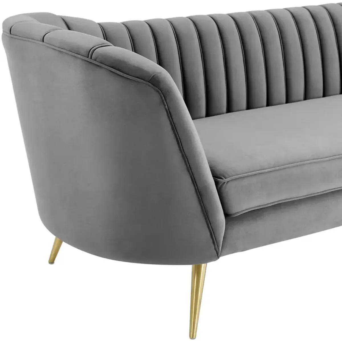 Opportunity Vertical Channel Tufted Curved Performance Velvet Sofa