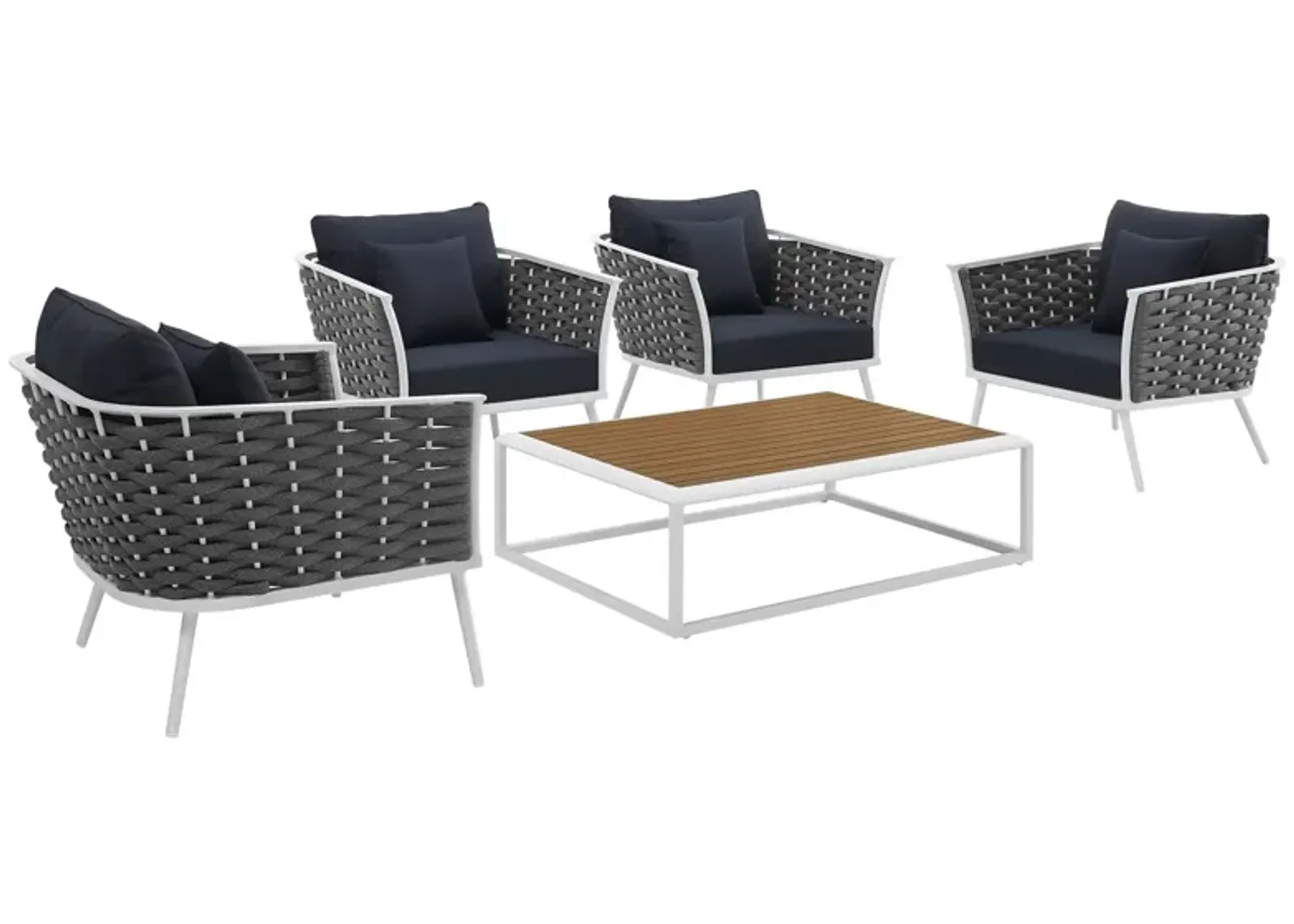 Stance 5 Piece Outdoor Patio Aluminum Sectional Sofa Set