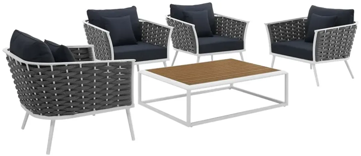 Stance 5 Piece Outdoor Patio Aluminum Sectional Sofa Set