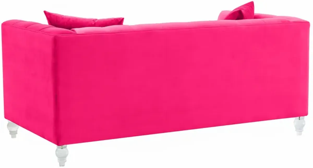 Bea Hot Pink Velvet Loveseat