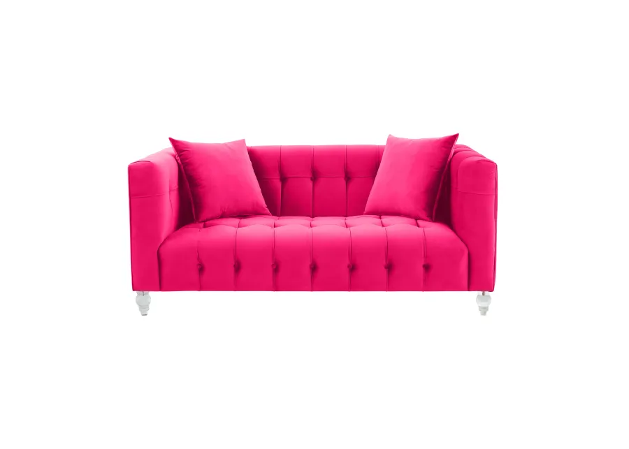 Bea Hot Pink Velvet Loveseat