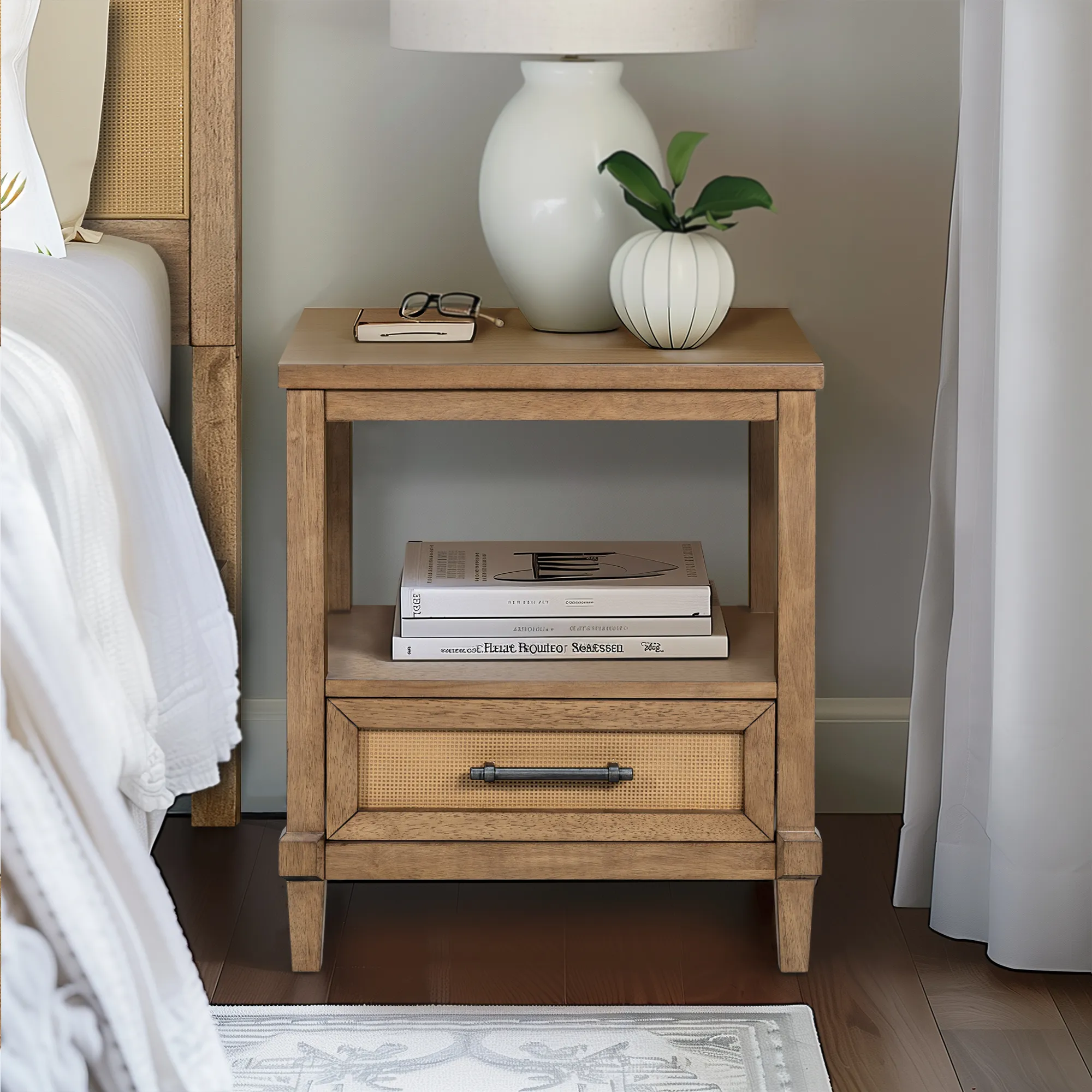 Salina Woven Cane Nightstand