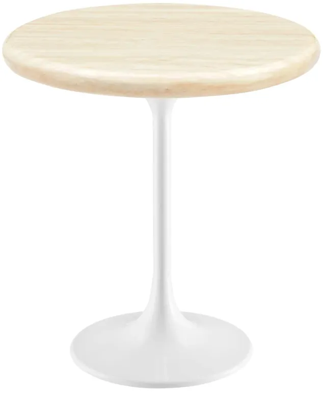 Lippa 20" Round Artificial Travertine  Side Table