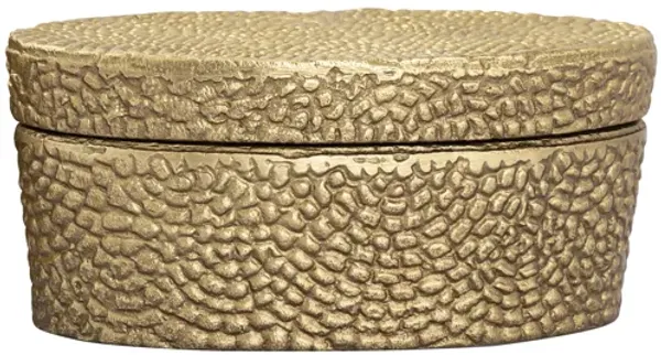 Oval Pebble Box - Small Brass