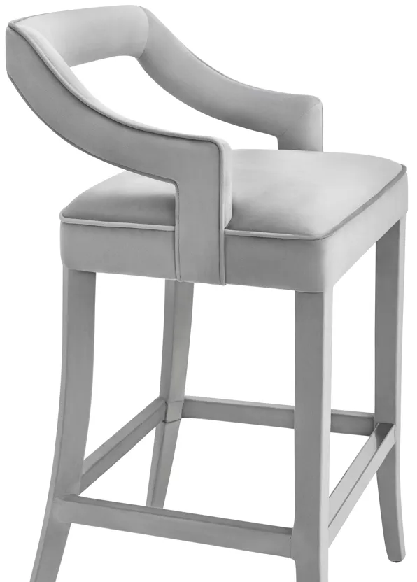 Tiffany Grey Velvet Bar Stool