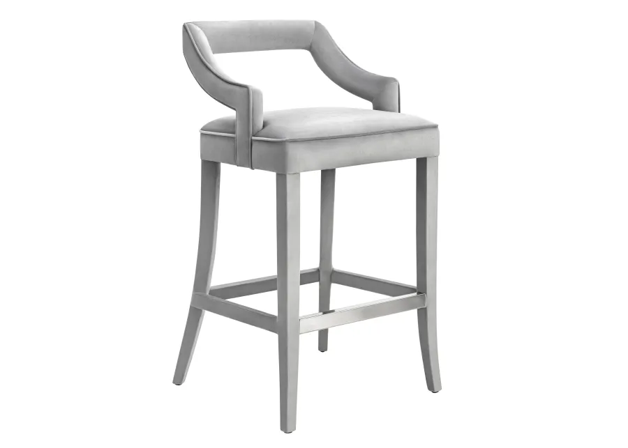 Tiffany Grey Velvet Bar Stool