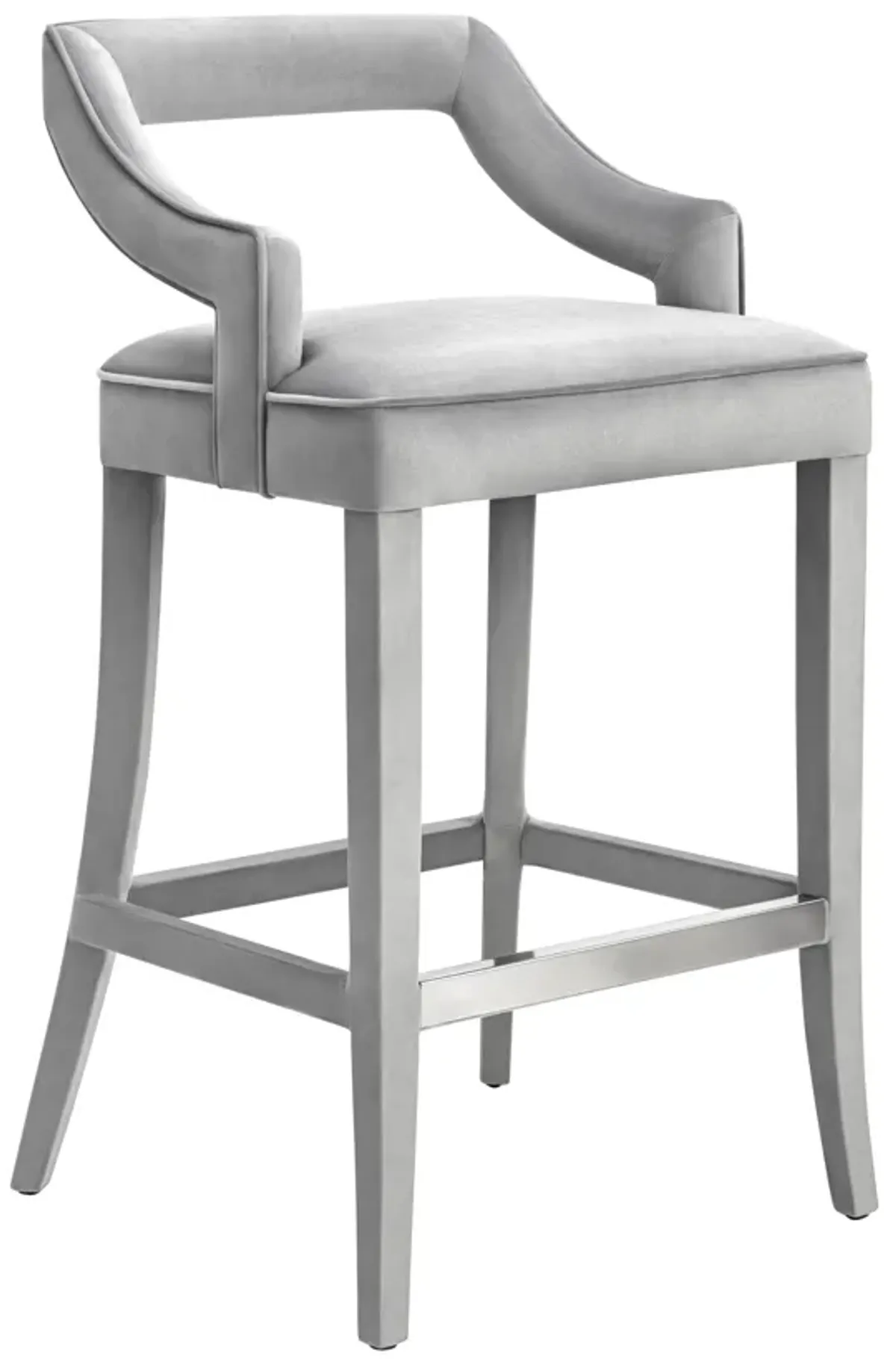 Tiffany Grey Velvet Bar Stool