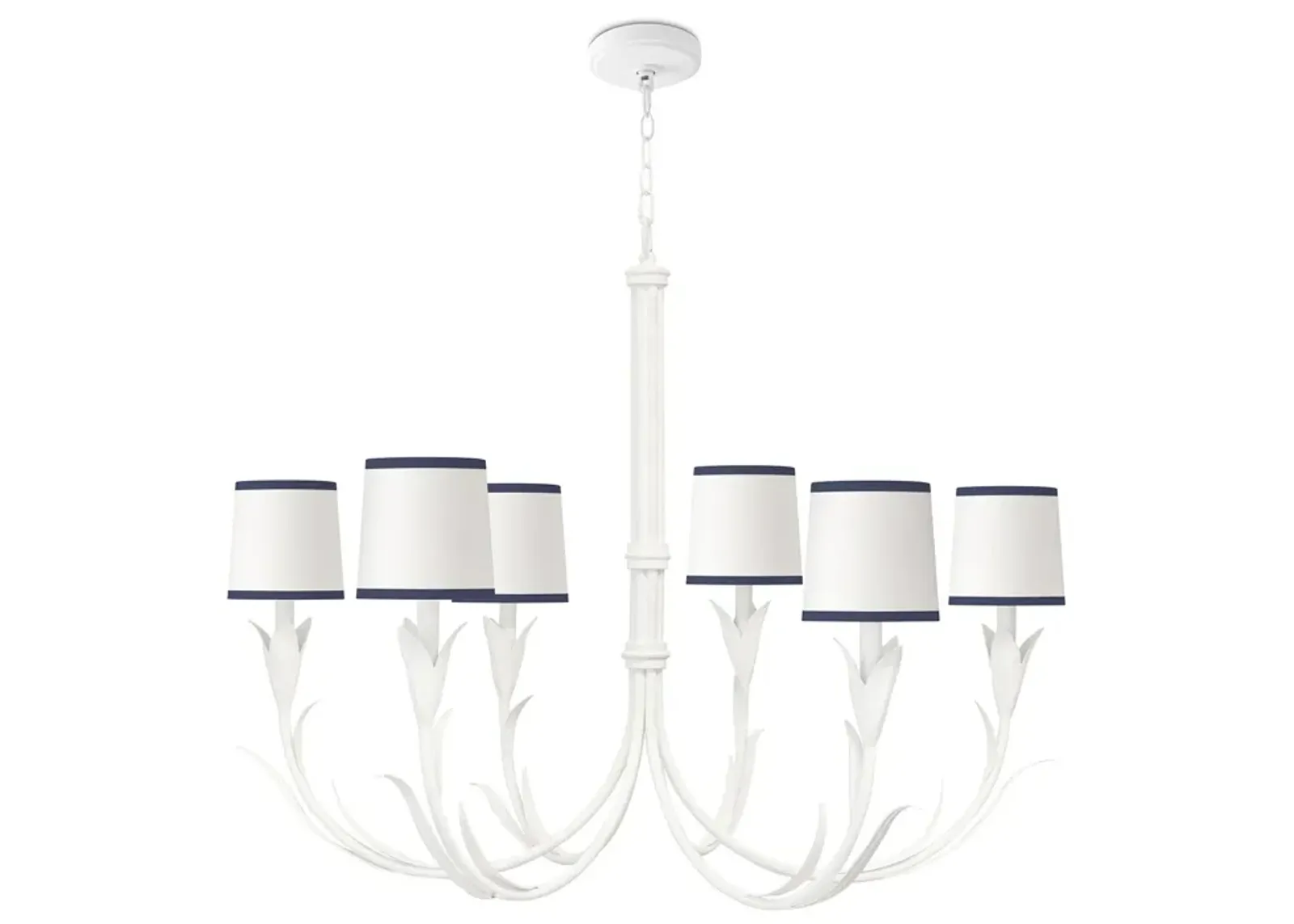 River Reed Chandelier Small (White with Navy Shade)