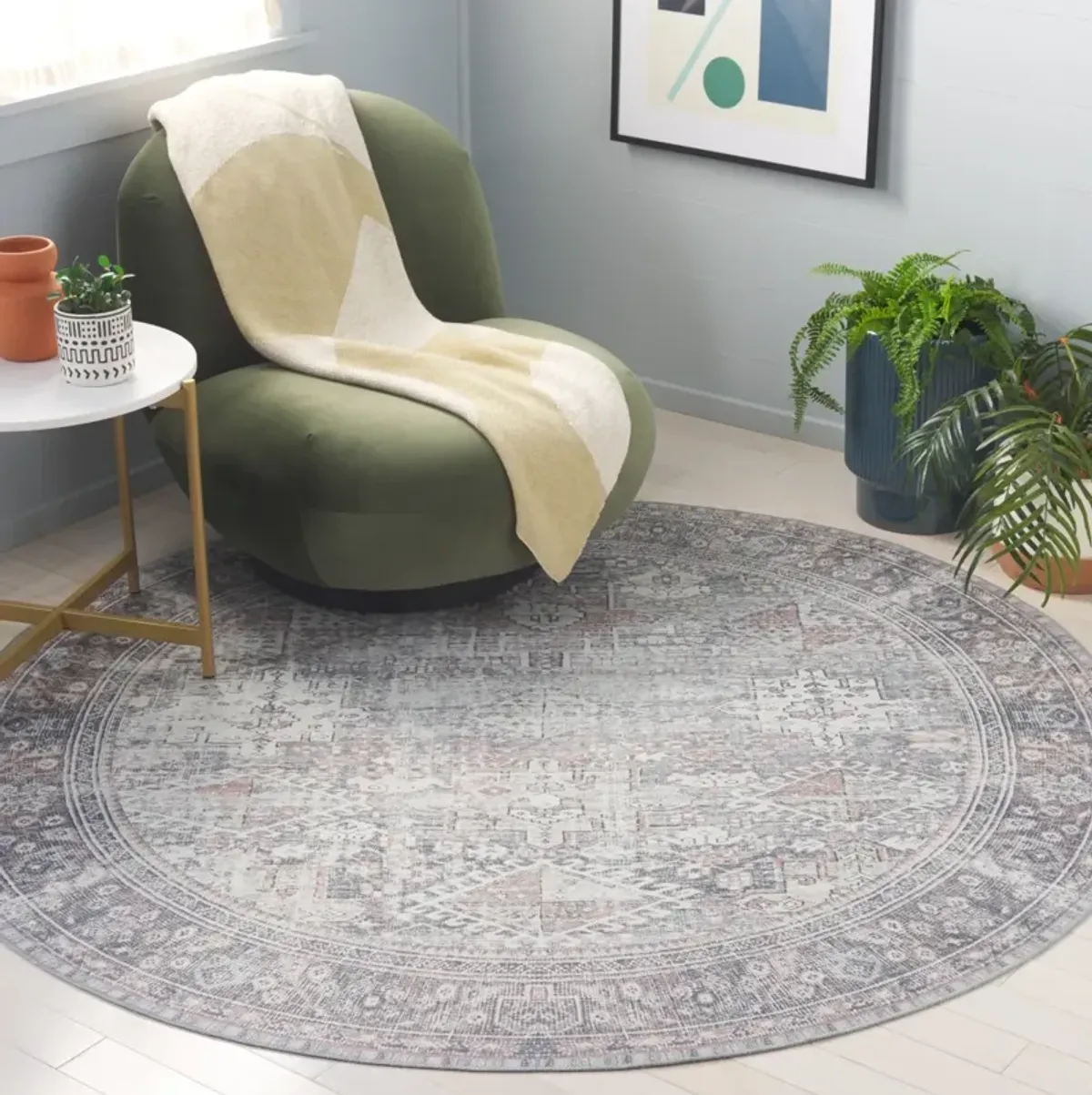 ARIZONA 199 DARK SAGE  6' x 6' Round Round Rug