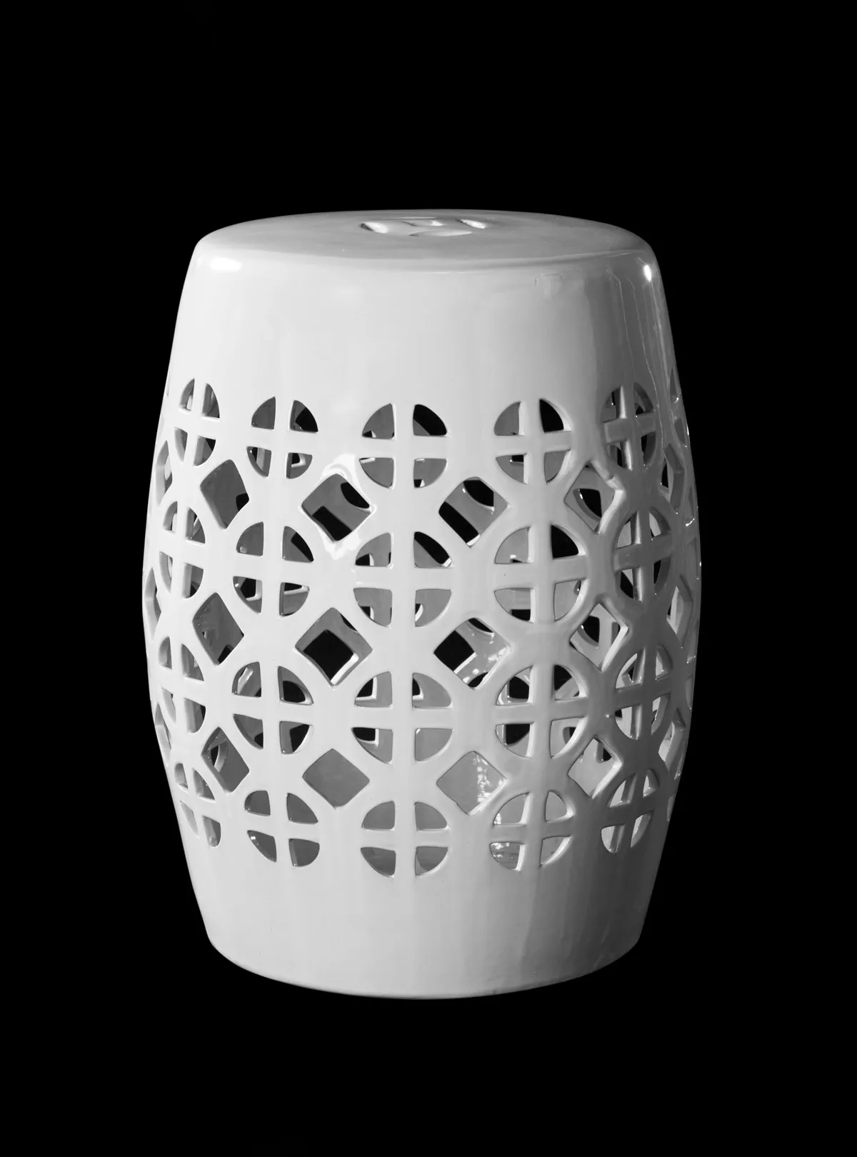 White Circle Lattice Garden Stool