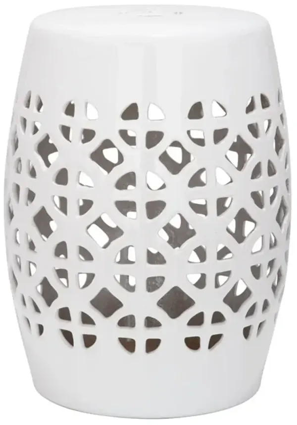 White Circle Lattice Garden Stool