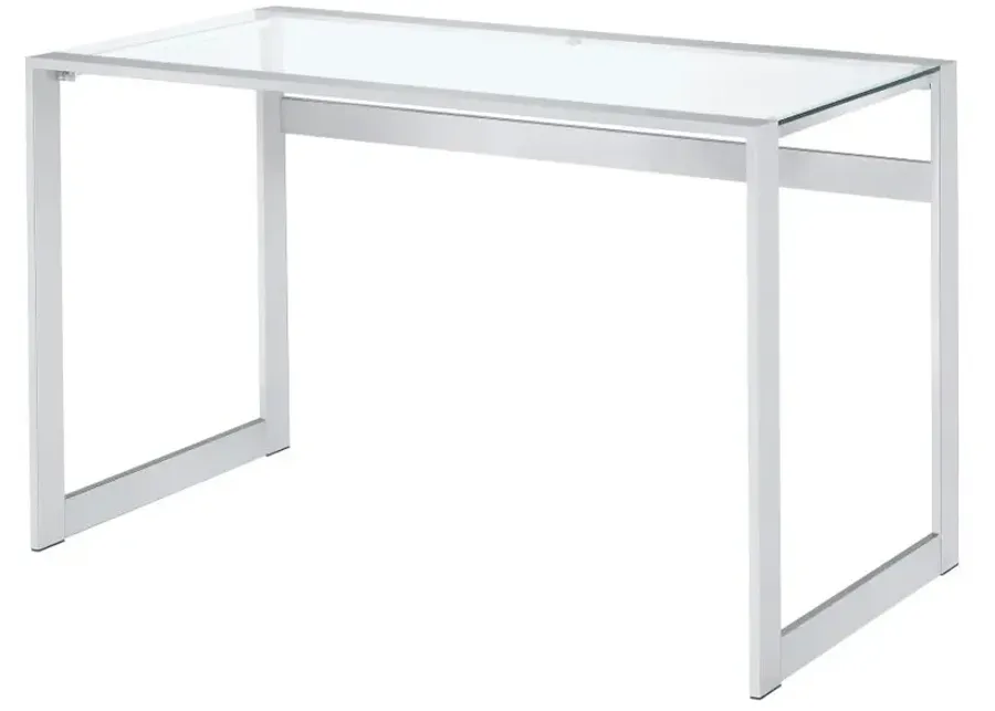 Hartford Glass Top Writing Desk Chrome