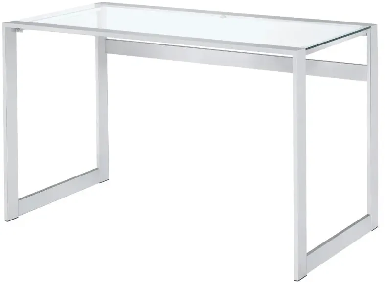 Hartford Glass Top Writing Desk Chrome