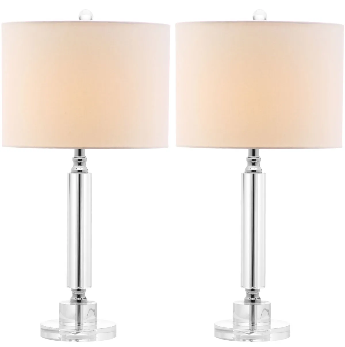 Deco 24.5-Inch H Column Crystal Lamp - Set of 2