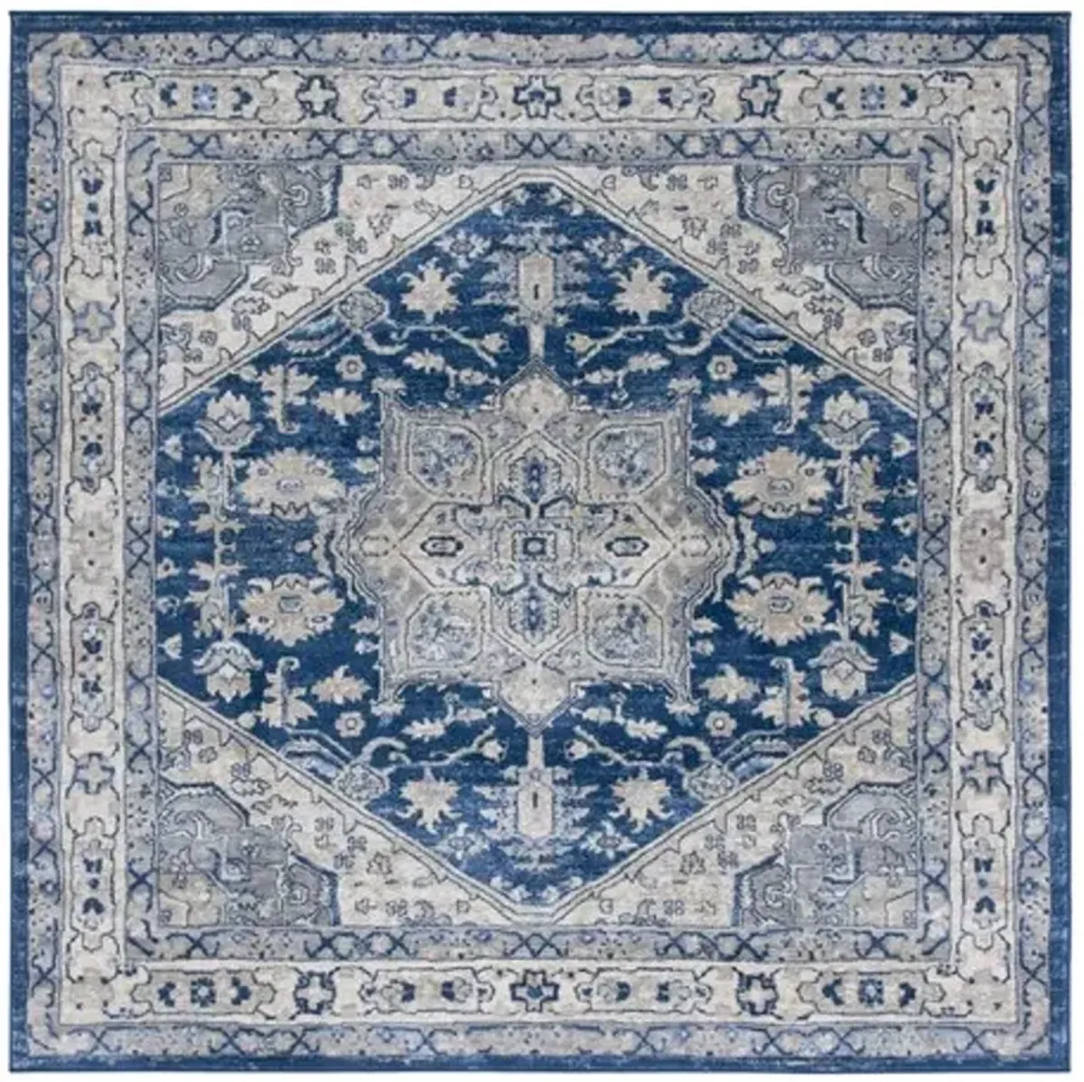 Brentwood 852 Navy / Grey 6'-7" X 6'-7" Square Square Powerloomed Rug