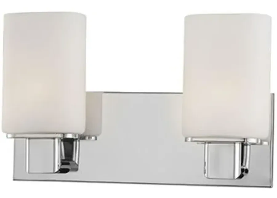 Verticale Vanity - 2 lights w/lamp. White Opal glass / Chrome finish.