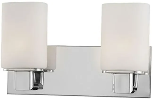 Verticale Vanity - 2 lights w/lamp. White Opal glass / Chrome finish.